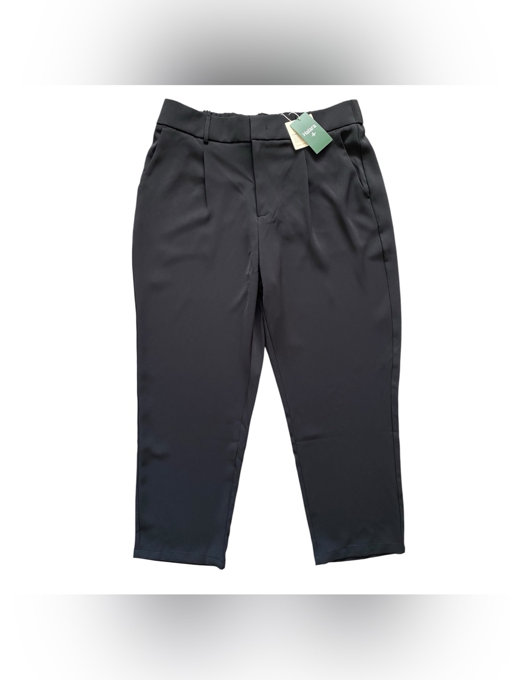 Halara Work Pants Women’s XL Black High Waisted Tapered 7/8 Pleated Zip Pocket